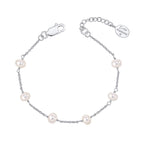 D For Diamond Pearl Station Bracelet with Diamond