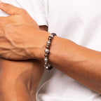 Fred Bennett Brown Leather Bracelet with Coffee Plated Stainless Steel Beads