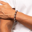 Fred Bennett Brown Leather Bracelet with Coffee Plated Stainless Steel Beads