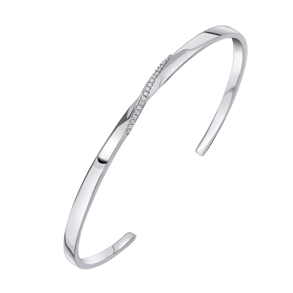 Beginnings Twist Open Bangle with Cubic Zirconia
