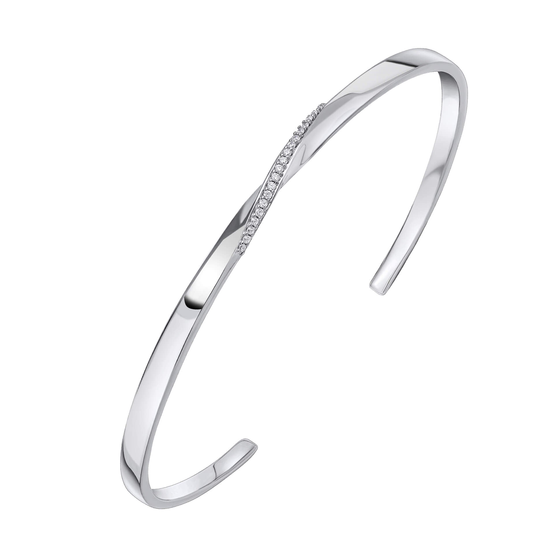 Beginnings Twist Open Bangle with Cubic Zirconia