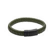 Fred Bennett Khaki Braided Leather Bracelet with Black Clasp