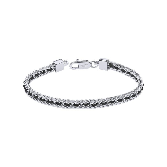 Bracelet chaîne en acier inoxydable Fred Bennett avec détail en nylon noir