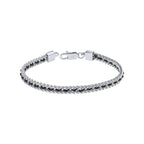 Bracelet chaîne en acier inoxydable Fred Bennett avec détail en nylon noir