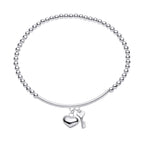 Beginnings Beaded Stretch Bracelet with Heart and Key Charms
