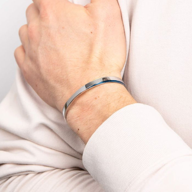Fred Bennett Stainless Steel and Blue PVD Bangle