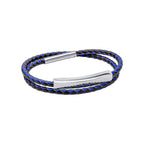 Fred Bennett Double Wrap Blue and Black Leather Bracelet