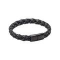 Fred Bennett Chain Plait Black Leather Bracelet