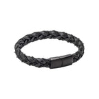Fred Bennett Chain Plait Black Leather Bracelet
