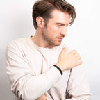 Fred Bennett Chain Plait Black Leather Bracelet