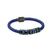 Fred Bennett Blue Leather and Stainless Steel Beads Bracelet