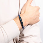 Fred Bennett Blue Leather and Stainless Steel Beads Bracelet