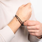 Fred Bennett Triple Layer Thin Black Leather Bracelet