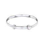 D For Diamond Mother of Pearl Heart Expandable Bangle with Diamond