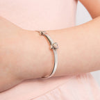 D For Diamond Mother of Pearl Heart Expandable Bangle with Diamond