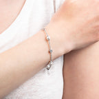 Diamonfire Alternating Shell Pearl and Zirconia Station Bracelet