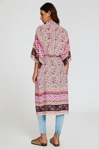 Relaxed Cotton Kimono In Pink