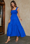 Hem Detail Tiered Maxi Dress In Blue