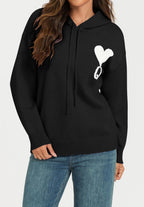 Heart & Q word knitted hoodie In Black