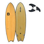 6ft 6 Bamboo Wing Swallow Tail Shortboard Surfboard (FINS Included)