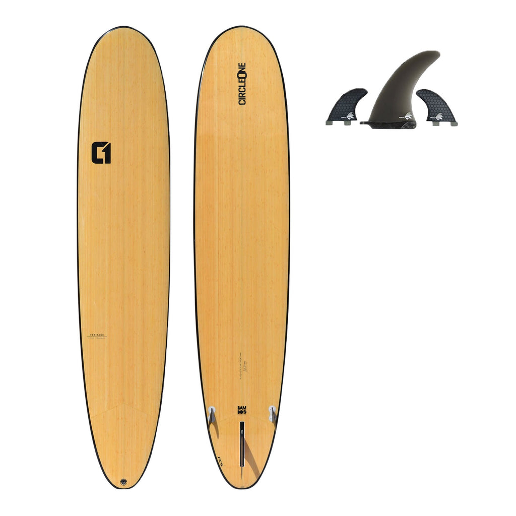 9ft Bamboo Round Pin Tail Longboard Surfboard (FINS Included)