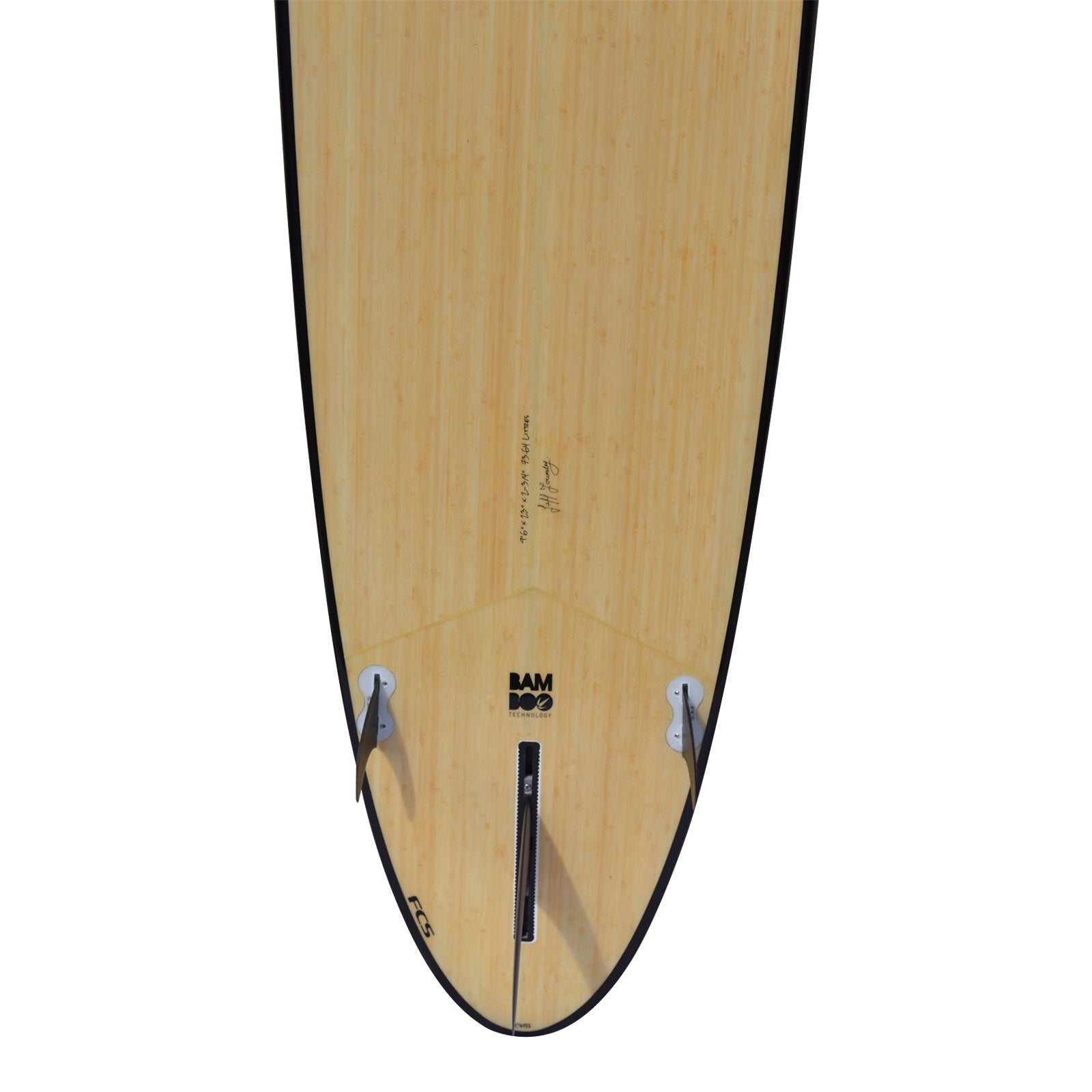 9ft 6 Bamboo Round Pin Tail Longboard Surfboard (FINS Included)