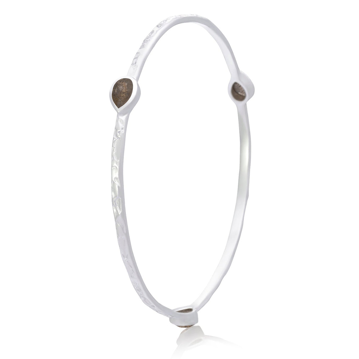 Simi Three Stone Stacking Bangle: Silver Labradorite