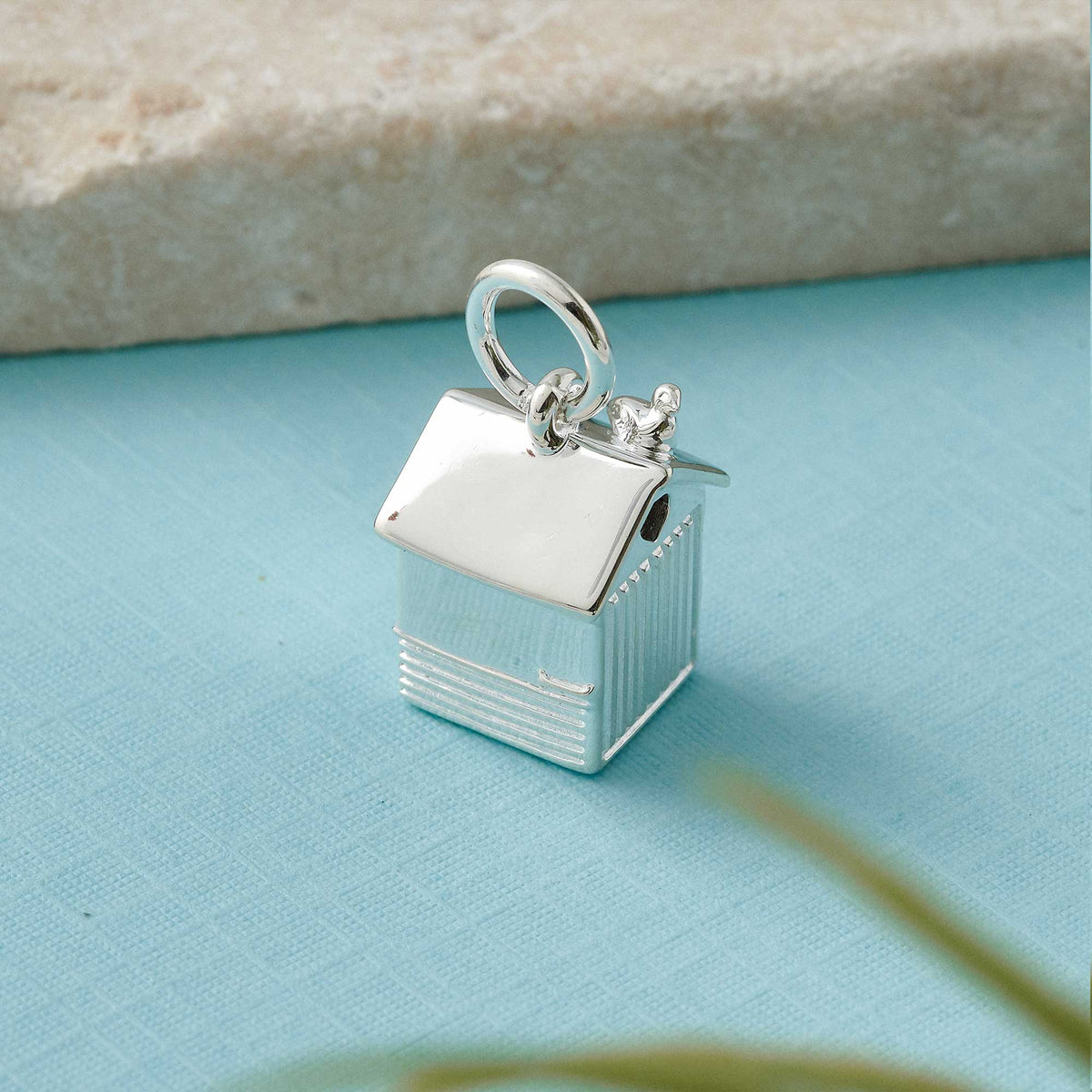Beach Hut Personalised Silver Charm