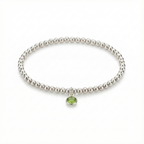Peridot August Birthstone Bracelet | Stretch Bead Charm Design