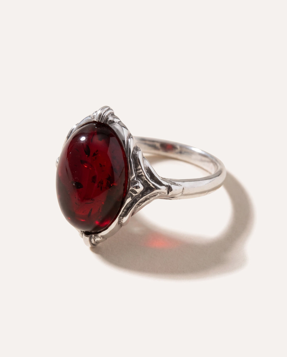 Boho Cherry Red Amber Ring