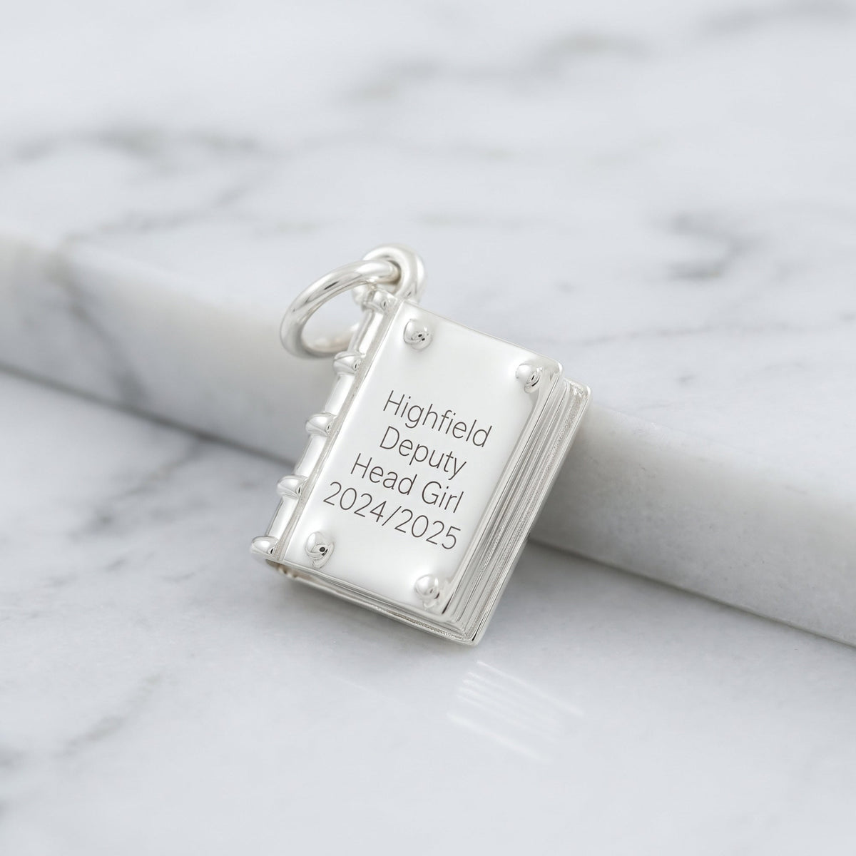 Hardback Book Personalised Silver Charm