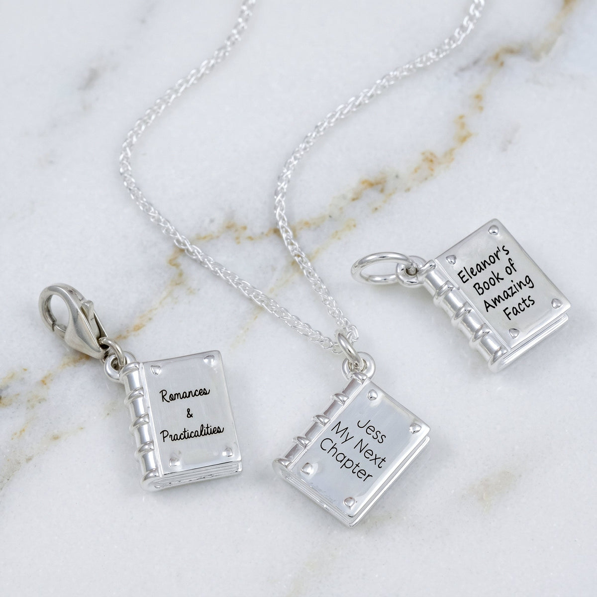 Hardback Book Personalised Silver Charm