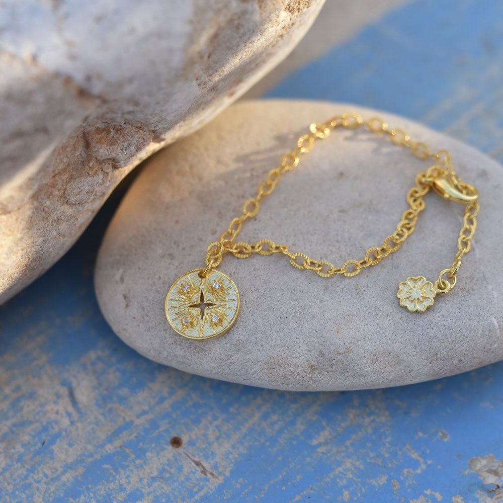 Cygnus Coin Charm Bracelet: Cubic Zirconia