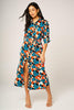Floral Print Shirt Midi Dress In Multi