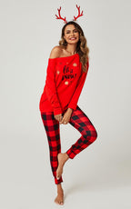 Let It Snow* Christmas Long Sleeve SweatShirt Top & Trousers Co Ord In Red