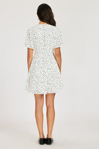 Dot Print Short Sleeve Mini Dress In White