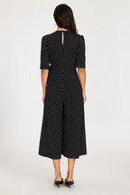 Dot Print Short Sleeve Jersey Jumpsuit In Black