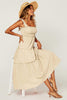 Hem Detail Tiered Maxi Dress In Off White