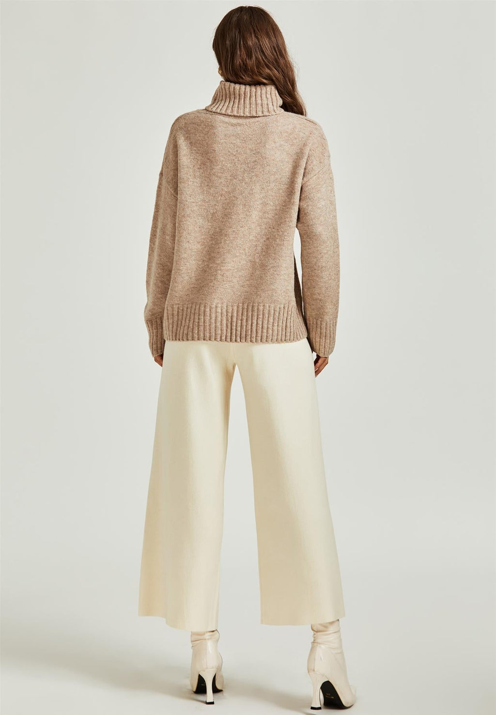 Jumper Top With High Neck In Cream