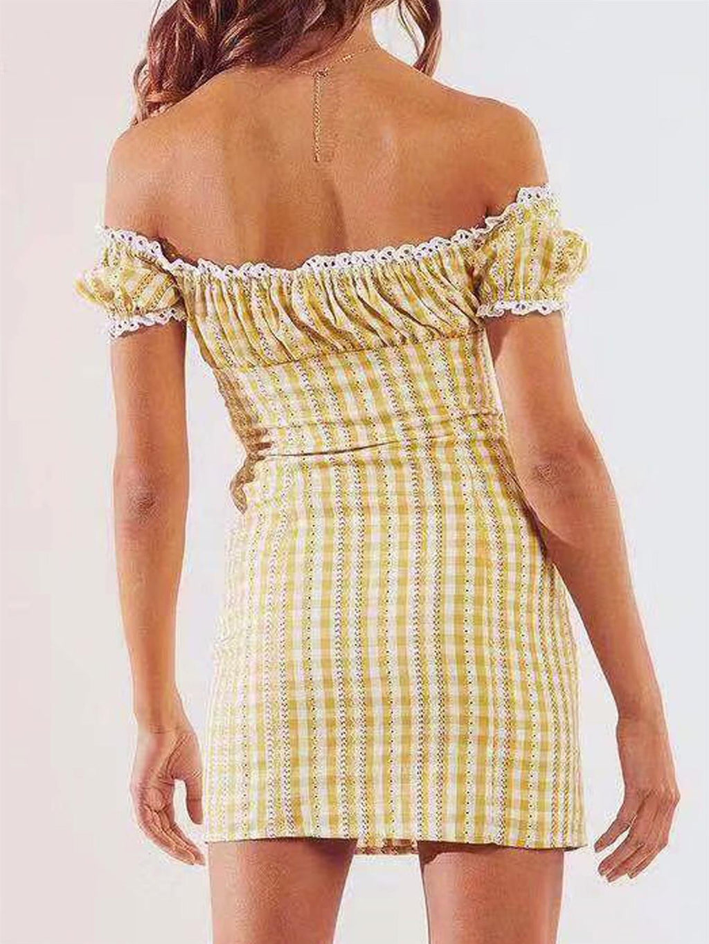 Off The Shoulder Puff Sleeve Mini Dress In Mustard Floral Print