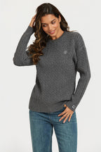 Smiley Face Embroidery Jumper Top In Dark Grey