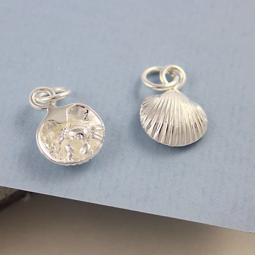 Clam Shell & Crab Silver Charm