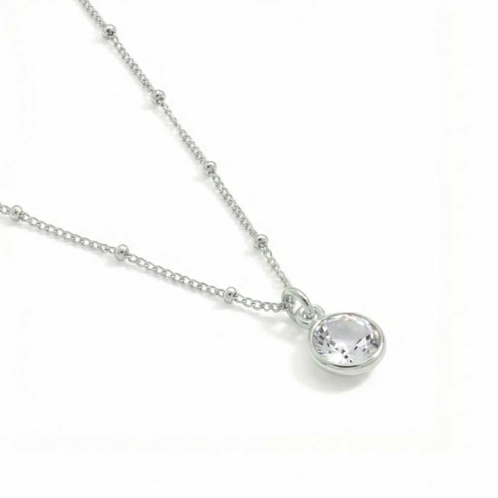 Collier en Quartz Clair Pierre de Naissance d'Avril