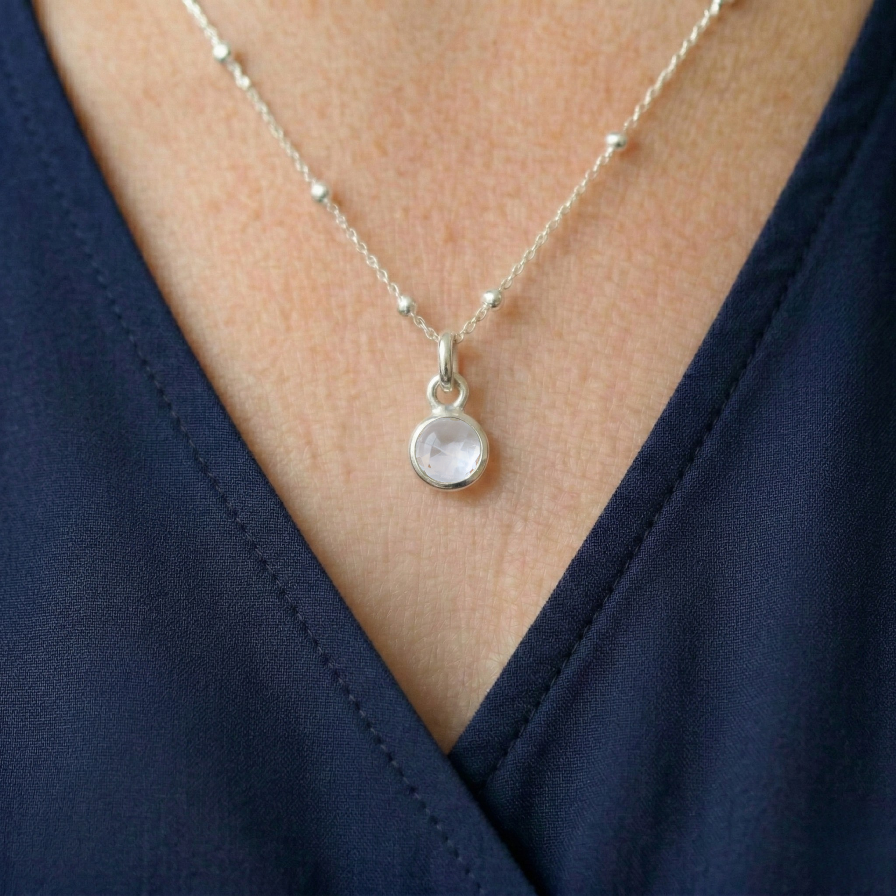 Collier en Quartz Clair Pierre de Naissance d'Avril