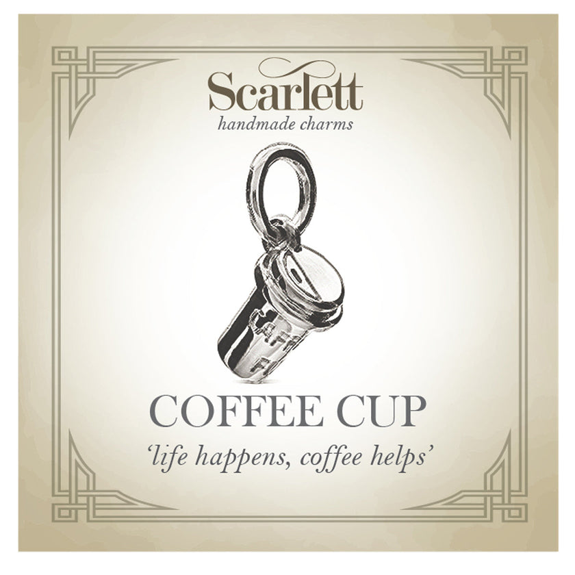 Coffee Cup Silver Charm