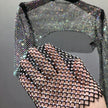 Cropped Embellished Mesh Top