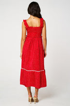 Dot Print Hem Detail Maxi Dress In Red