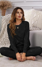 Grey Star Print Loungewear Co Ord Set In Black