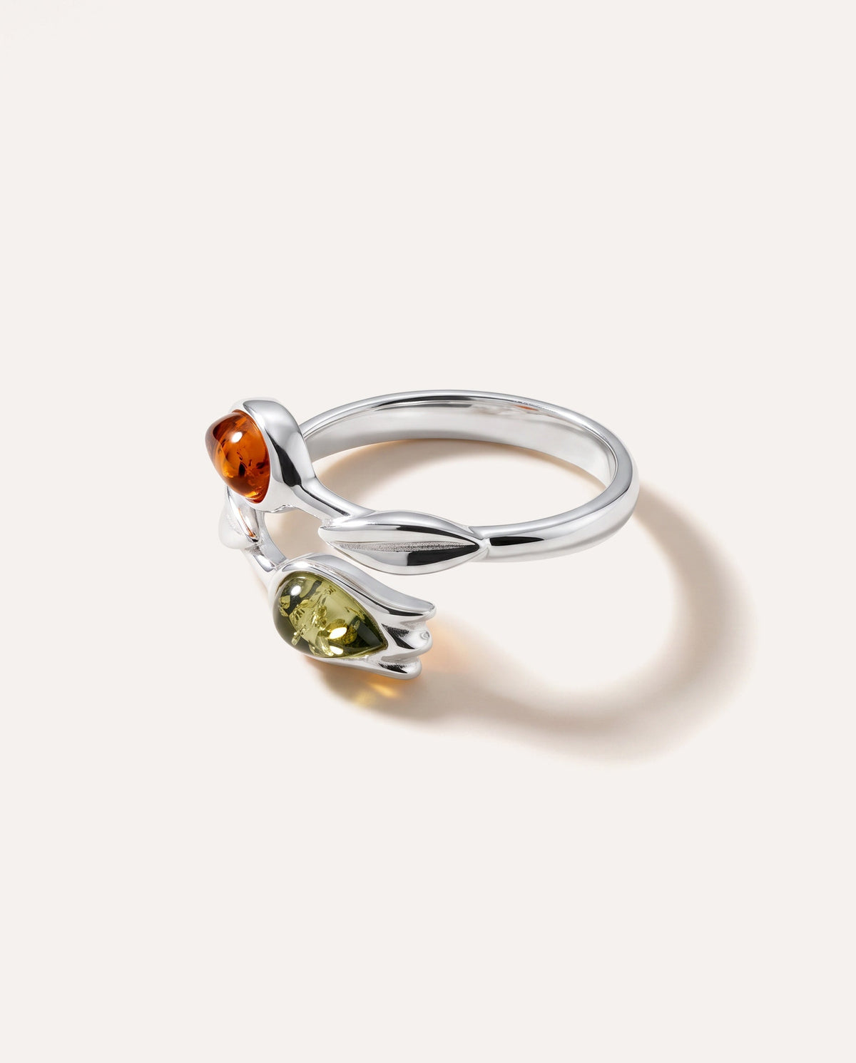 Bague tulipe bicolore ambre