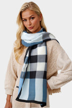 Check Print Scarf In Black & Blue